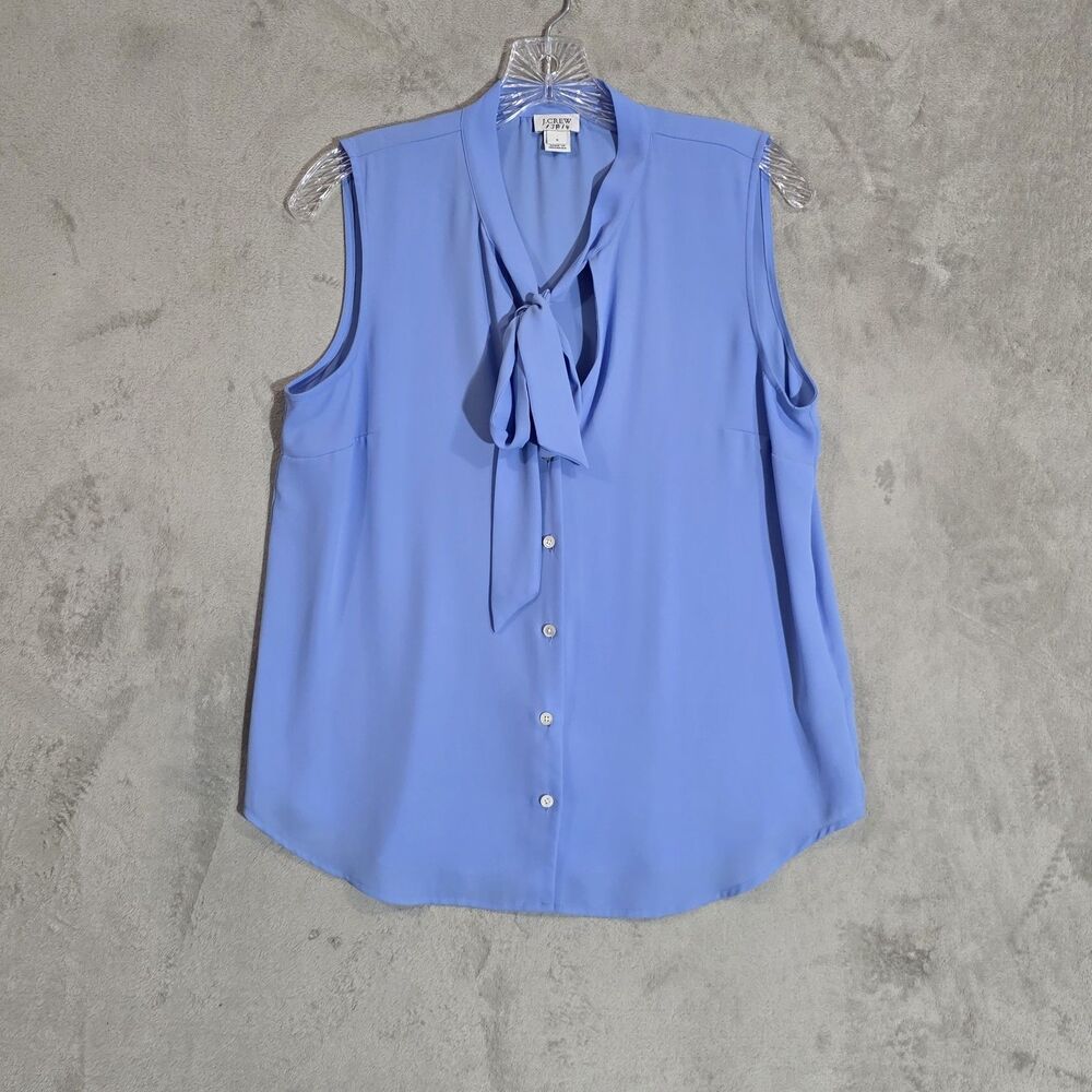 J.crew Womens Sleveless Bow tie Blouse Blue sz small